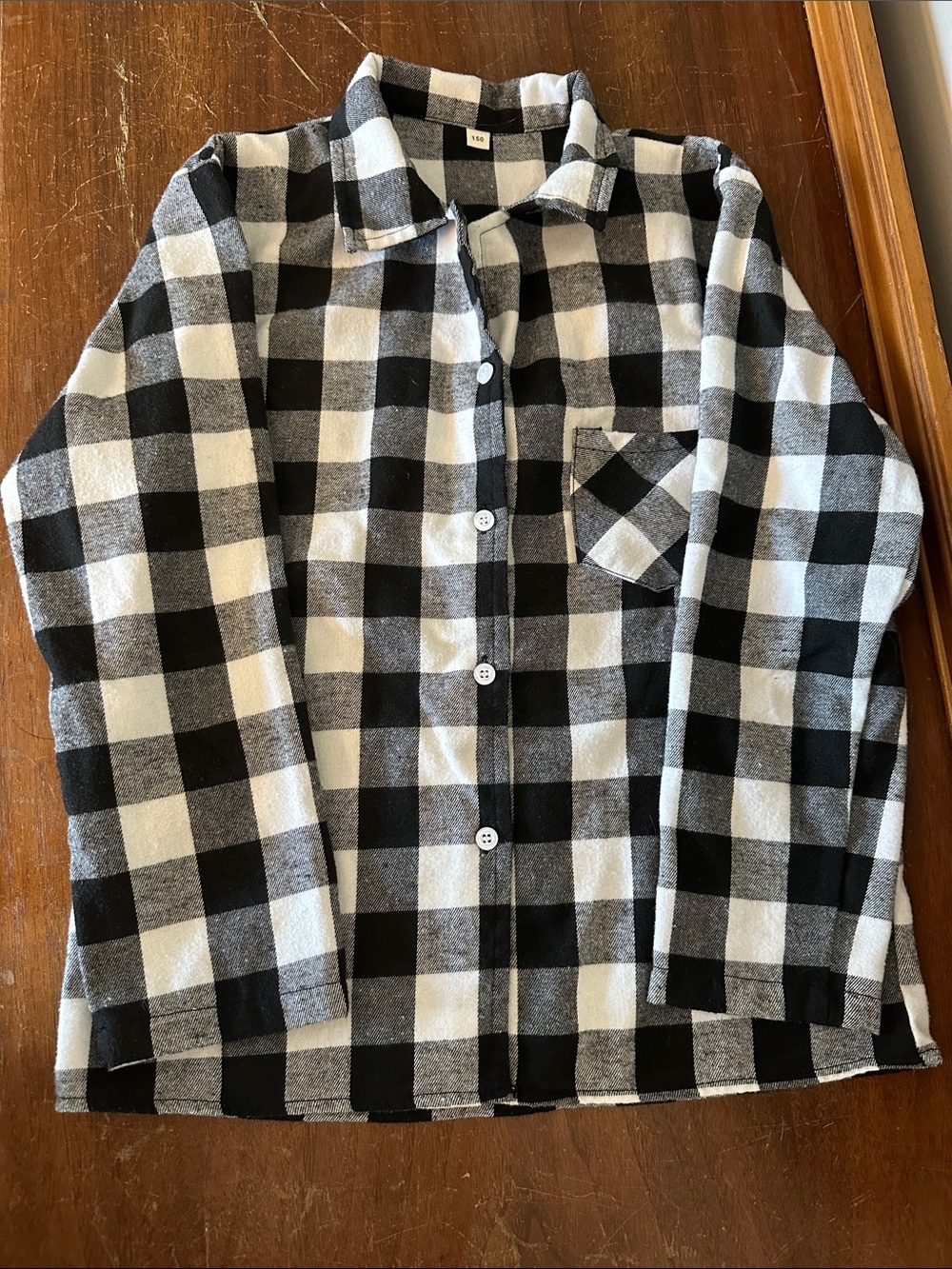 Kids Black & White Buffalo Check Button-Up Shirt